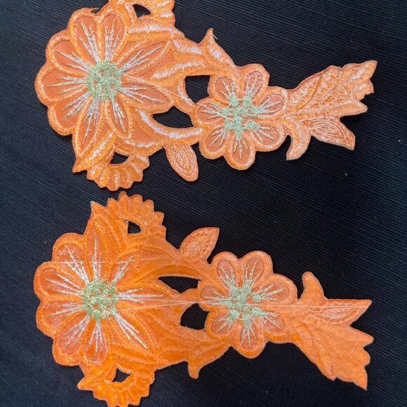 Girls Fabric Iron On Patches For Clothes Orange Patches Embroidery Flower - Picture 9 of 9